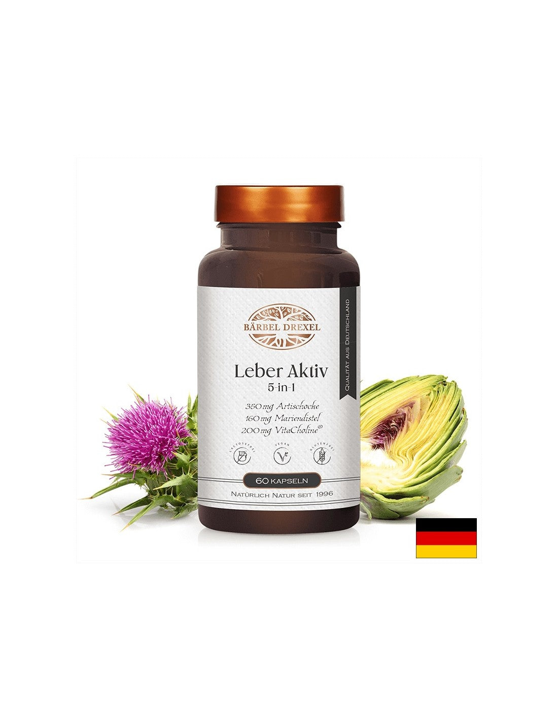 Leber und Gallenblase - Entgiftungsformel mit Kräutern, Vitaminen und Mineralien, 60 Kapseln