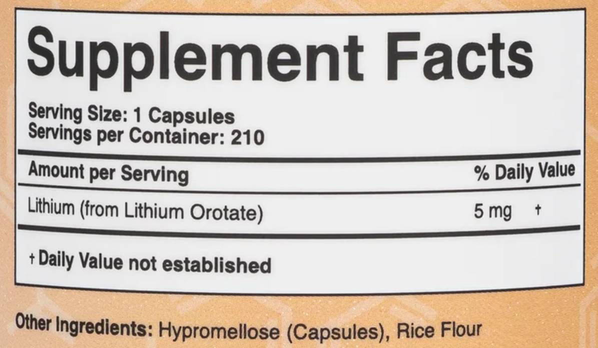 Lithium -Orotat 5 mg - 210 Kapseln