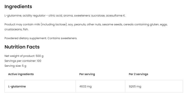 Glutaminpulver - 500 Gramm
