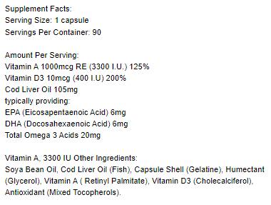 Vitamin A 3300 IU - 90 Gelkapseln