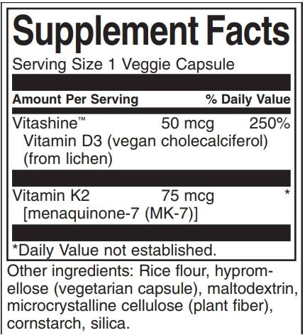 Vitamine D3 und K2 60 Kapseln
