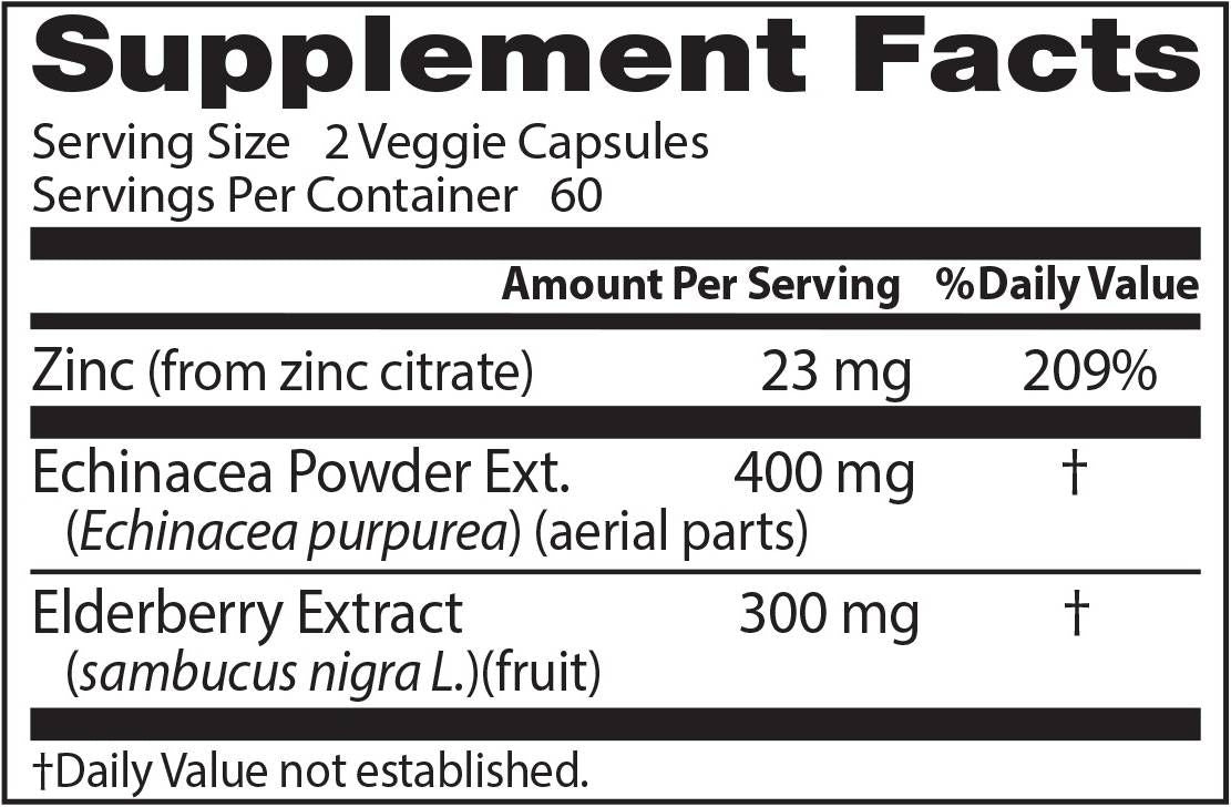 Immunverstärker | Mit Echinacea, Elderberry -Extrakt und Zink - 120 Kapseln