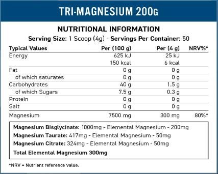 Tri-Magnesium-Pulver | Bisglycinat, Taurate & Citrat - 200 Gramm