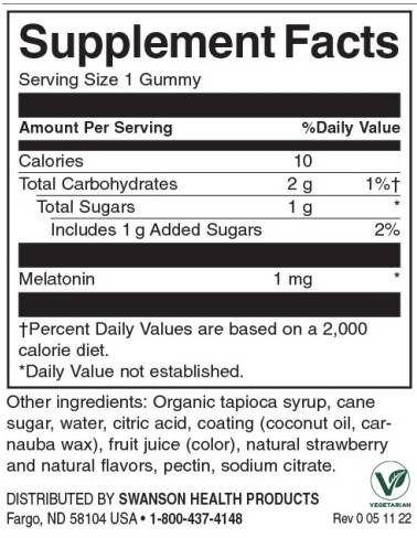 Melatonin niedrige Dosis Gummies 1 mg | Erdbeere - 60 Kautabletten