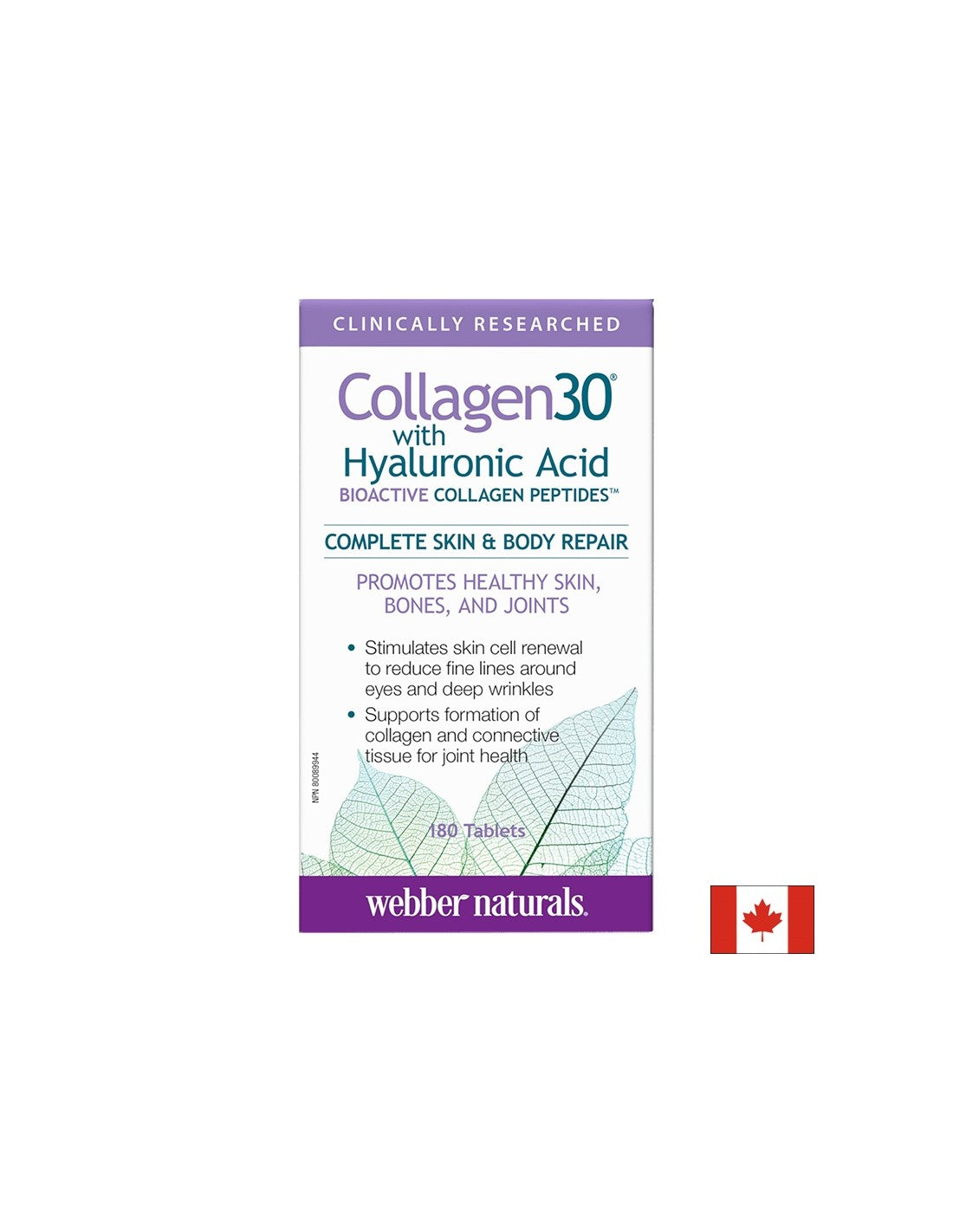 Collagen30® mit Hyaluronsäure / Collagen (bioaktive Kollagenpeptide) mit Hyaluronsäure, 180 Tabletten <tc>Webber Naturals</tc>