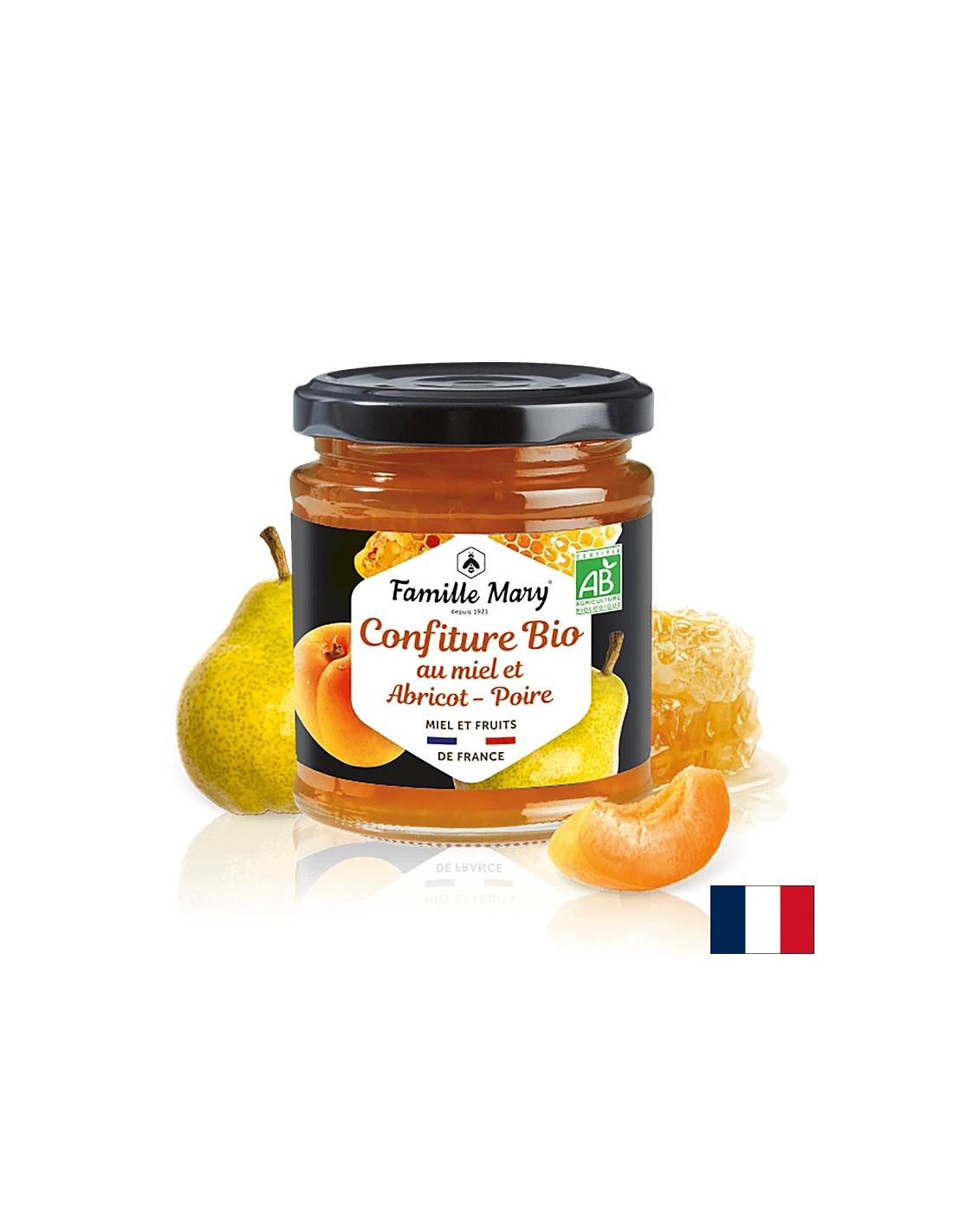 Bio -Aprikose und Birnenmarmelade mit Honig, 220 g