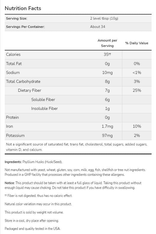 Ganzes Psyllium Husks Pulver - 340 Gramm