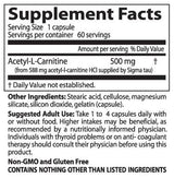 Beste Acetyl-L-Carnitin 500 mg-60 Kapseln