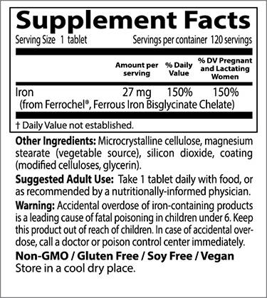 Beste hohe Absorption 100% Chelat -Eisen - 120 Tabletten