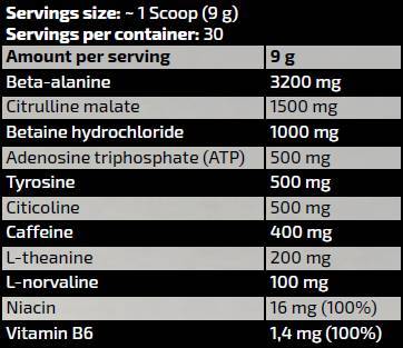 Goldlinie / vollgeblasener Energizer Pre-Workout / Probe 9 Gramm