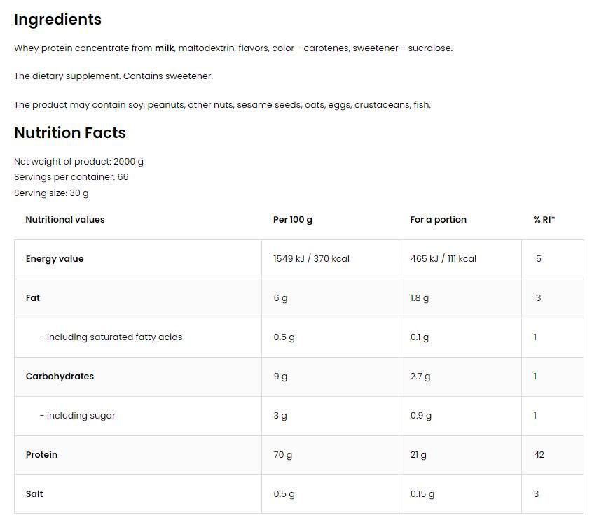 Molkenprotein | 100% Molkeproteinkonzentrat - 2000 Gramm