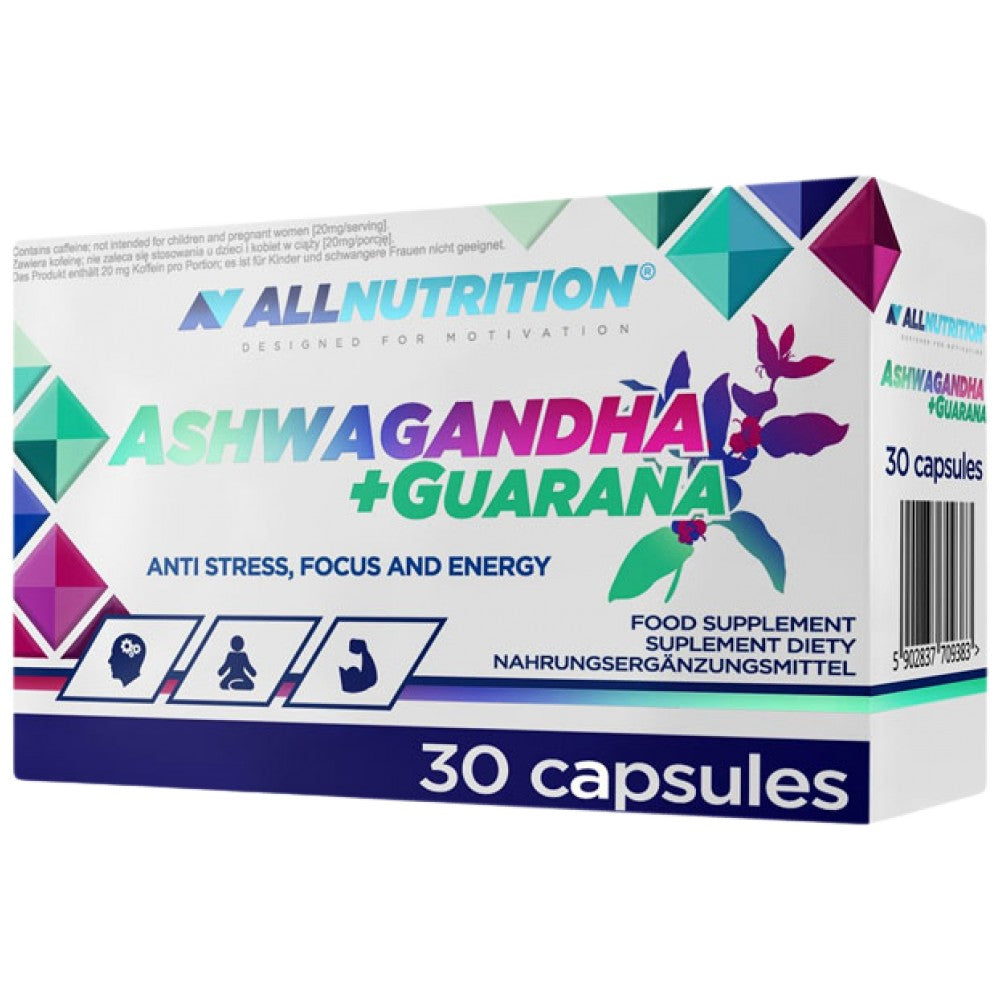 Ashwagandha + Guarana | Anti -Stress, Fokus und Energie - 30 Kapseln