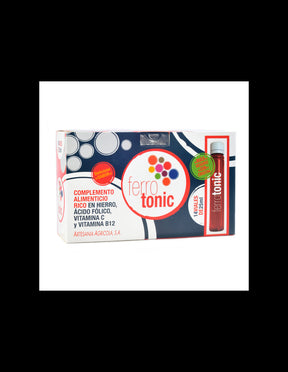 Iron + folic acid and vitamins B12 & C - Ferro tonic - blood tonic, protection against anemia and fatigue, 14 ampoules x 25 ml - Nutra Best Europe