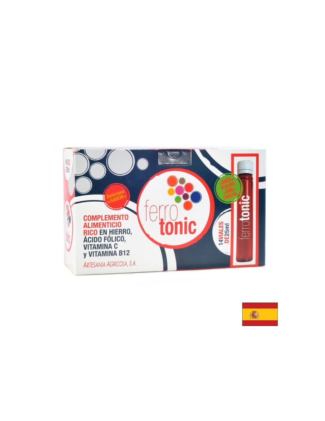Eisen + Folsäure und Vitamine B12 & C - Ferro -Tonikum - Blut Tonikum, Schutz gegen Anämie und Müdigkeit, 14 Ampullen x 25 ml