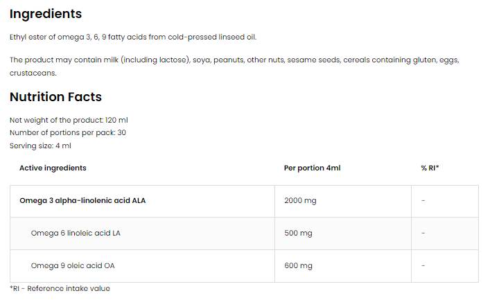Elite Omega 3-6-9 Flüssigkeit | VEGE 120 ml