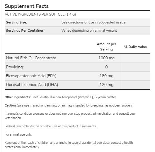 Omega-3-Unterstützung | Für Hunde und Katzen - 180 Gelkapseln