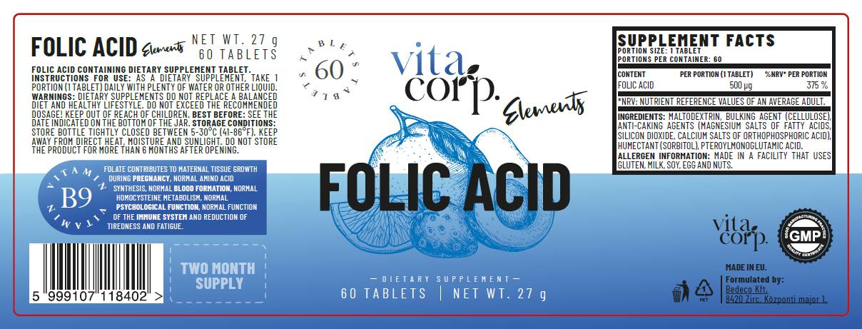 Folsäure 500 mcg - 60 Tabletten