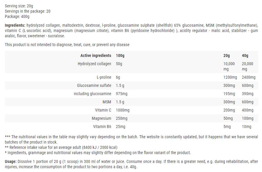 Pro Flex / Kollagen + Glucosamin - MSM - Prolin - 400 Gramm
