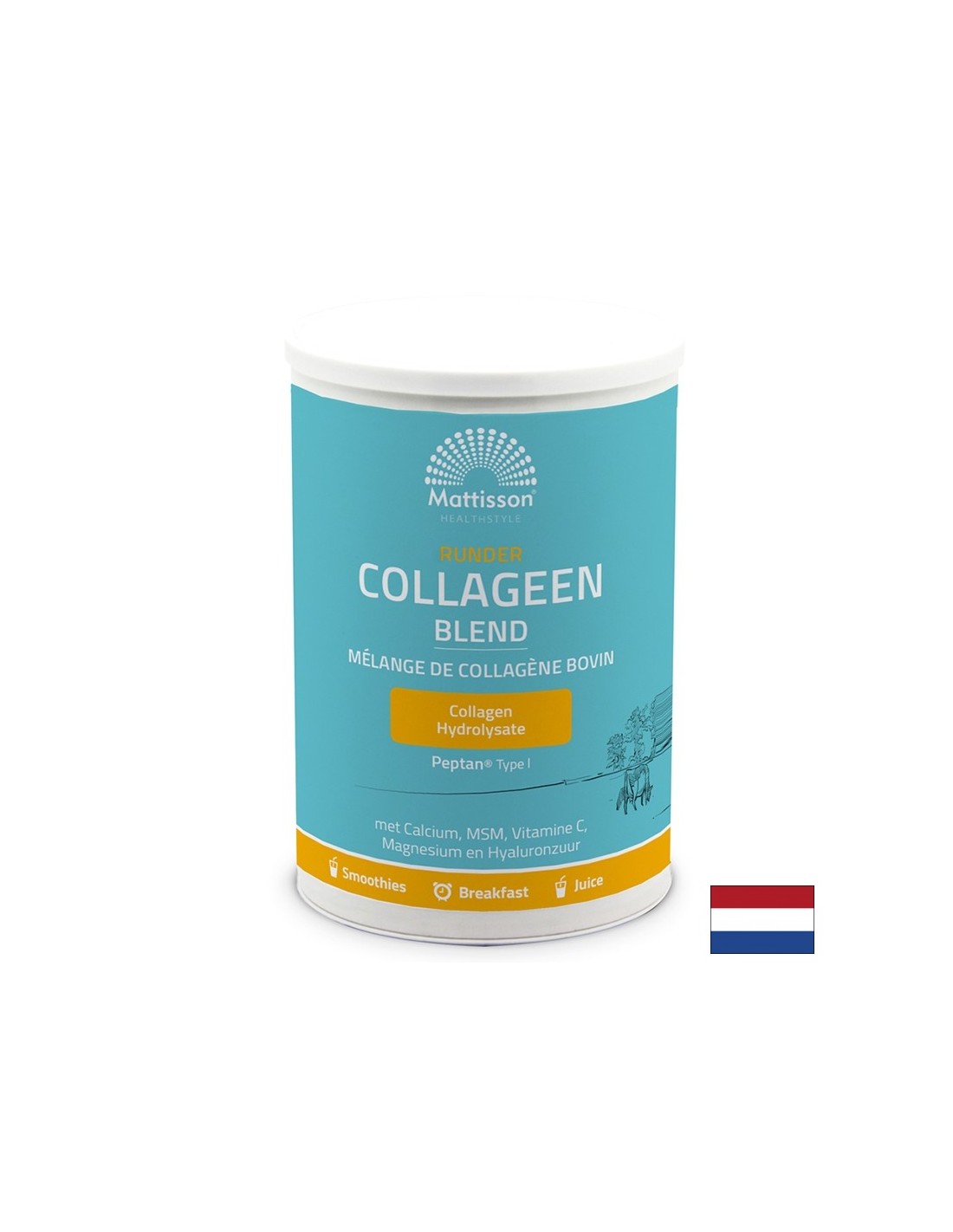 Rinderkollagen Typ I mit Kalzium, Magnesium, MSM, Vitamin C und Hyaluronsäure, 300 g Vanillegeschmackspulver