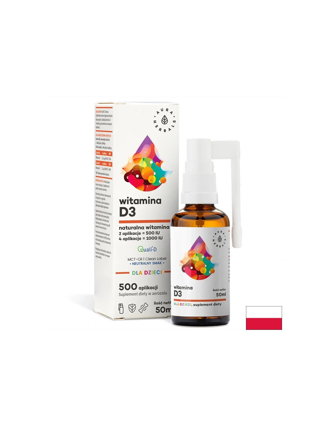 Knochenpflege und starke Immunität - Vitamin D3 für Kinder und Erwachsene, Mundspray, 50 ml <tc>Aura Herbals</tc>