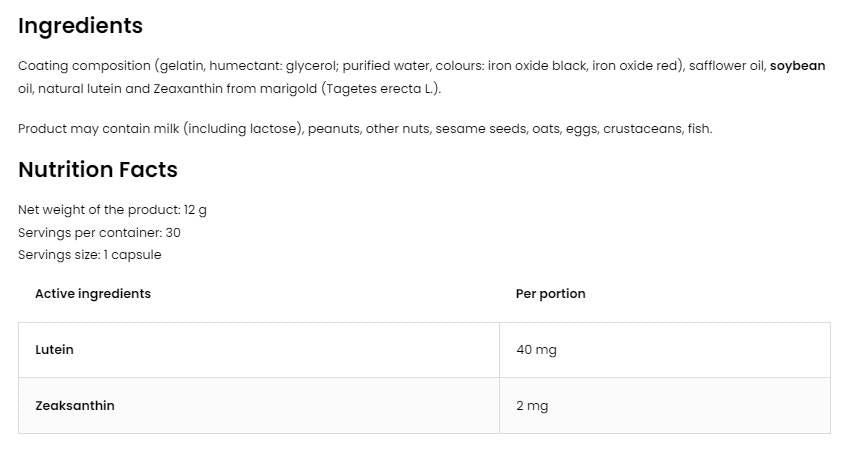 Lutein Forte / mit Zeaxanthin - 30 Gelkapseln