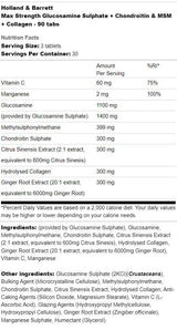 Max -Festigkeit Glucosaminsulfat | Plus Chondroitin, MSM und Kollagen - 180 Tabletten