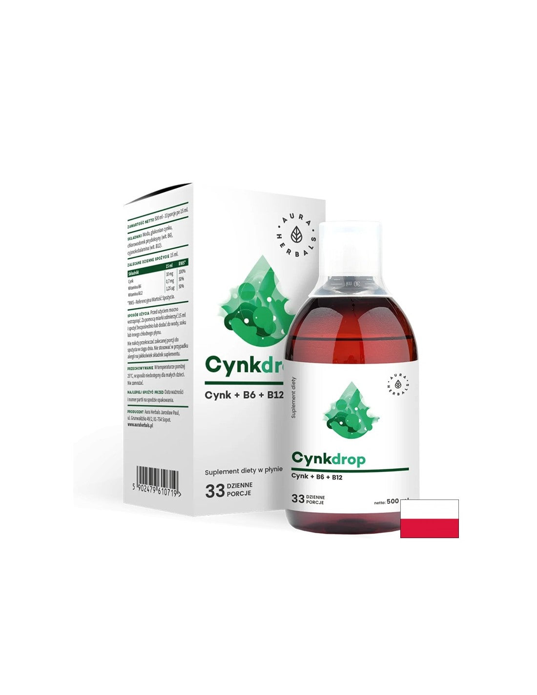 Immunität und Nervensystem - Zink + Vitamin B6 und B12, 500 ml <tc>Aura Herbals</tc>