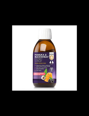 Immunity - Syrup with manuka honey (300 MGO) and buckwheat, 200 ml syrup, blackcurrant flavor - Nutra Best Europe