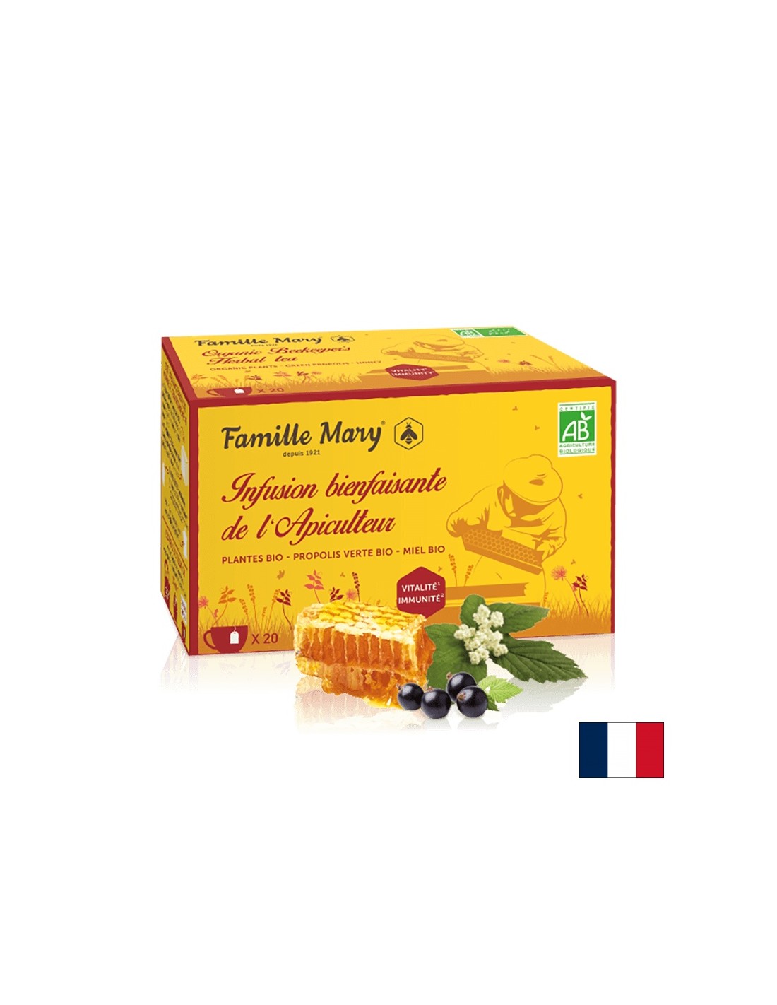 Infusion bienfai<tc>san</tc>te de l'Apiculteur/ Kräutertee für das Immunsystem mit grünem Propolis und Honig, 20 Filterbeutel