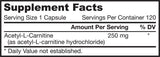 Acetyl -L -Carnitin 250 mg - 120 Kapseln