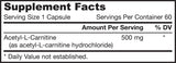 Acetyl -L -Carnitin 500 mg - 60 Kapseln