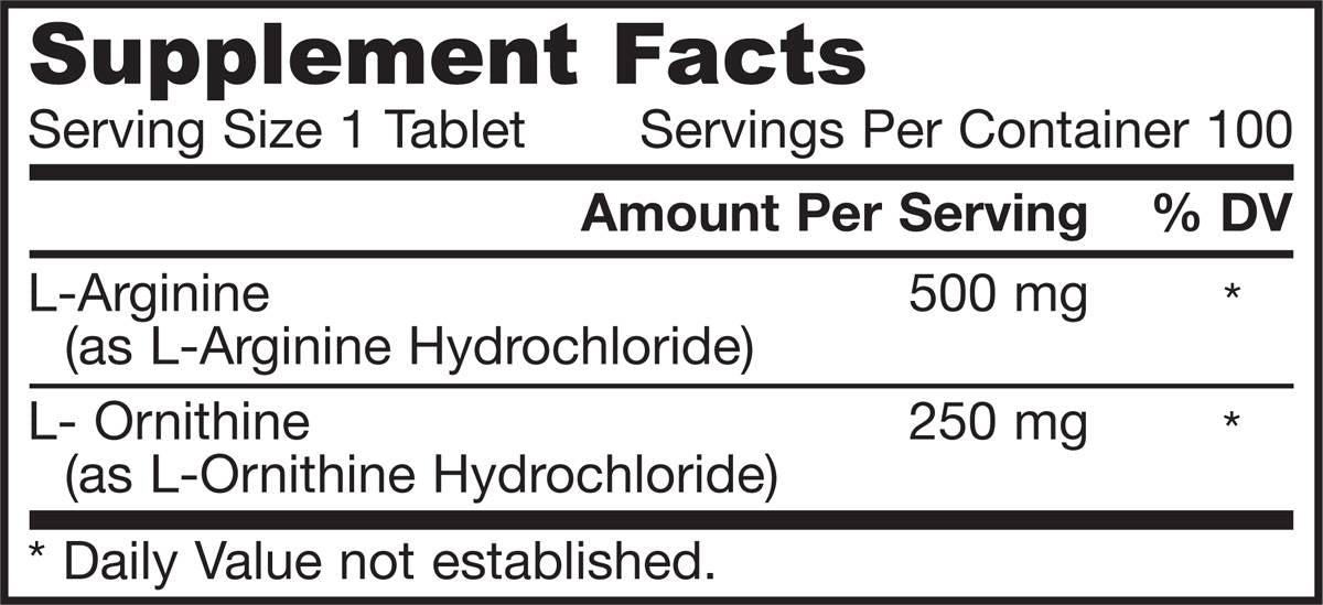 Arginin + Ornithin 750 mg 100 Tabletten