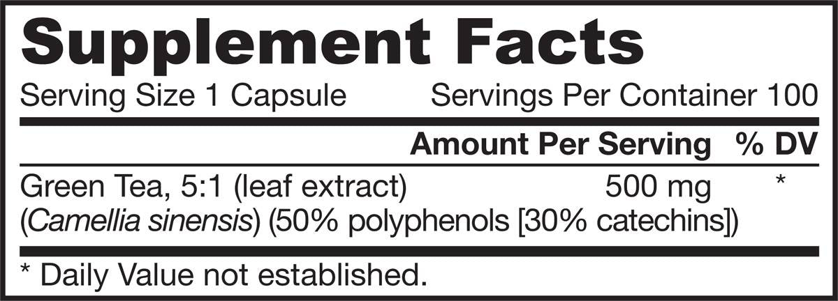 Grüner Tee 500 mg - 100 Kapseln