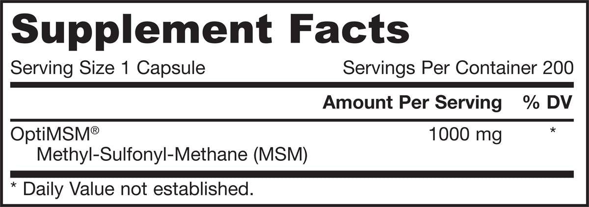 MSM -Schwefel 1000 mg - 200 Kapseln