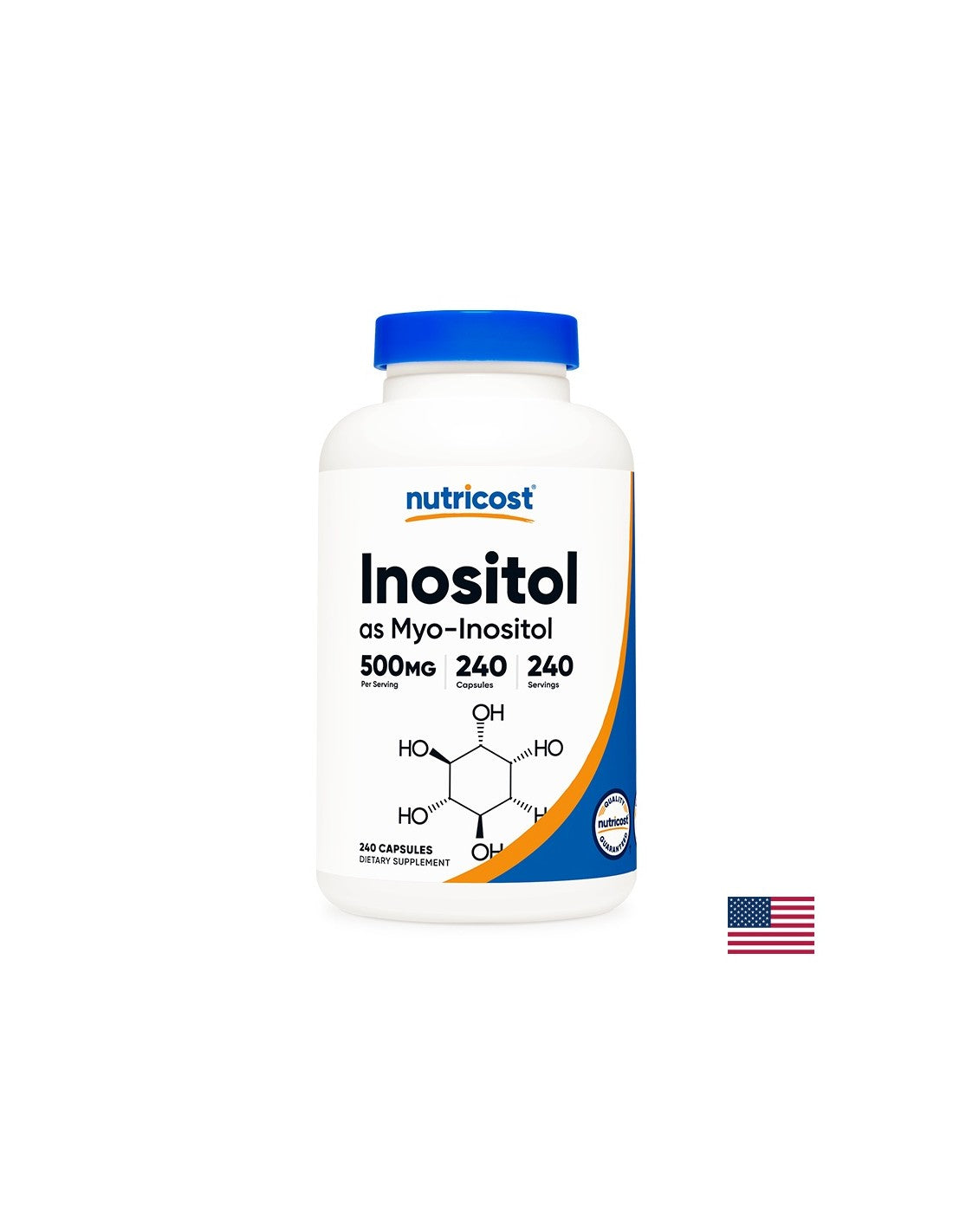 Hormonelles Ungleichgewicht – Inositol (Myo-Inositol/Vitamin B8), 500 mg/240 Kapseln <tc>Nutricost</tc>