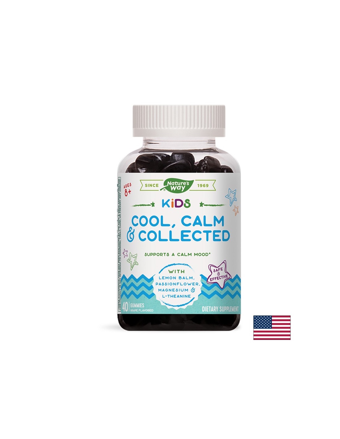 Kinder cool, ruhig und gesammelt /mit Zitronenbalsam, Passionsblume, Magnesium, L-Theanin /, 40 Nature's Way Gel Tabletten