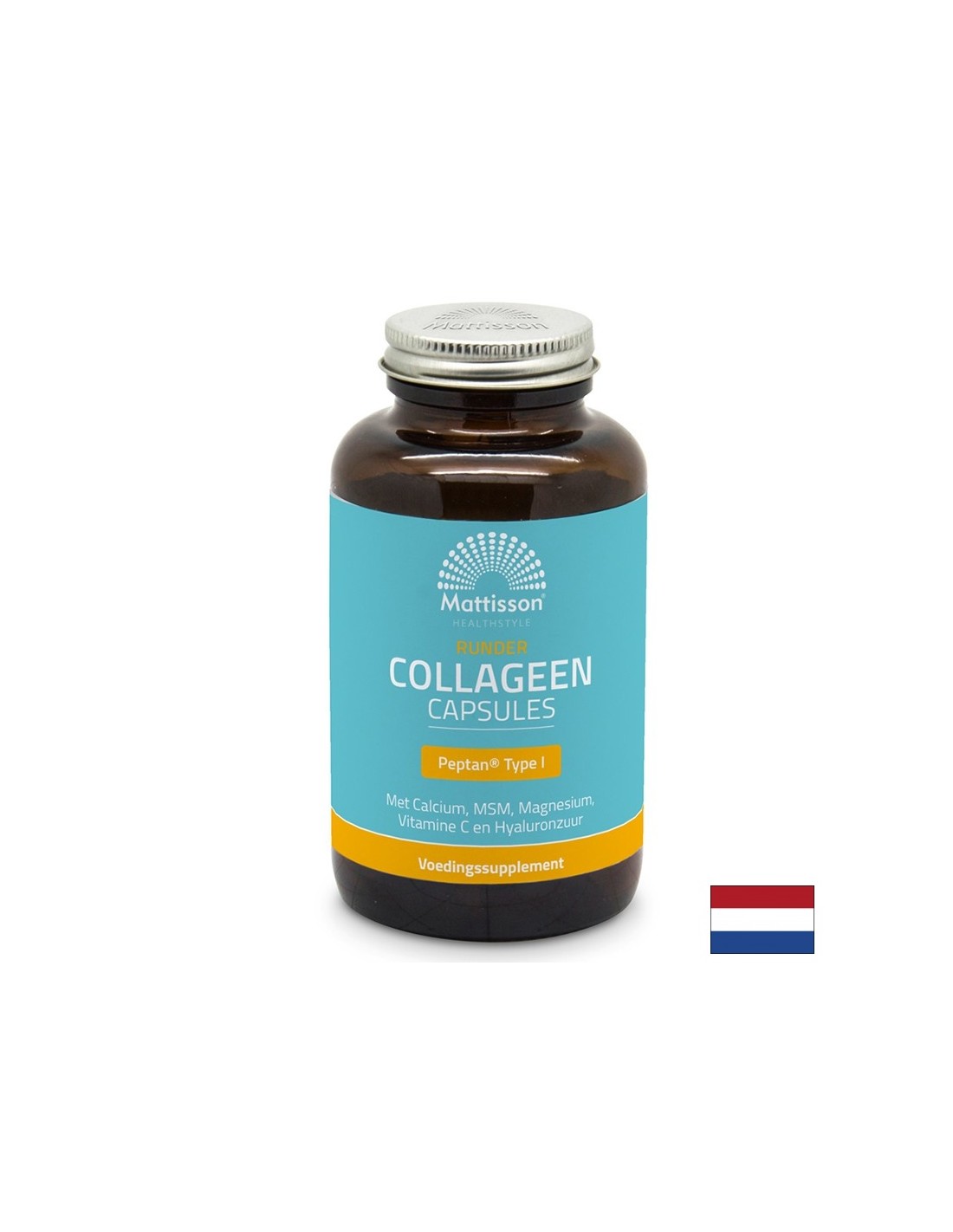 Kollagen (Typ 1) mit Calcium, Magnesium, MSM, Vitamin C und Hyaluronsäure – Runder Collagen Peptan, 180 Kapseln <tc>Mattisson Healthstyle</tc>