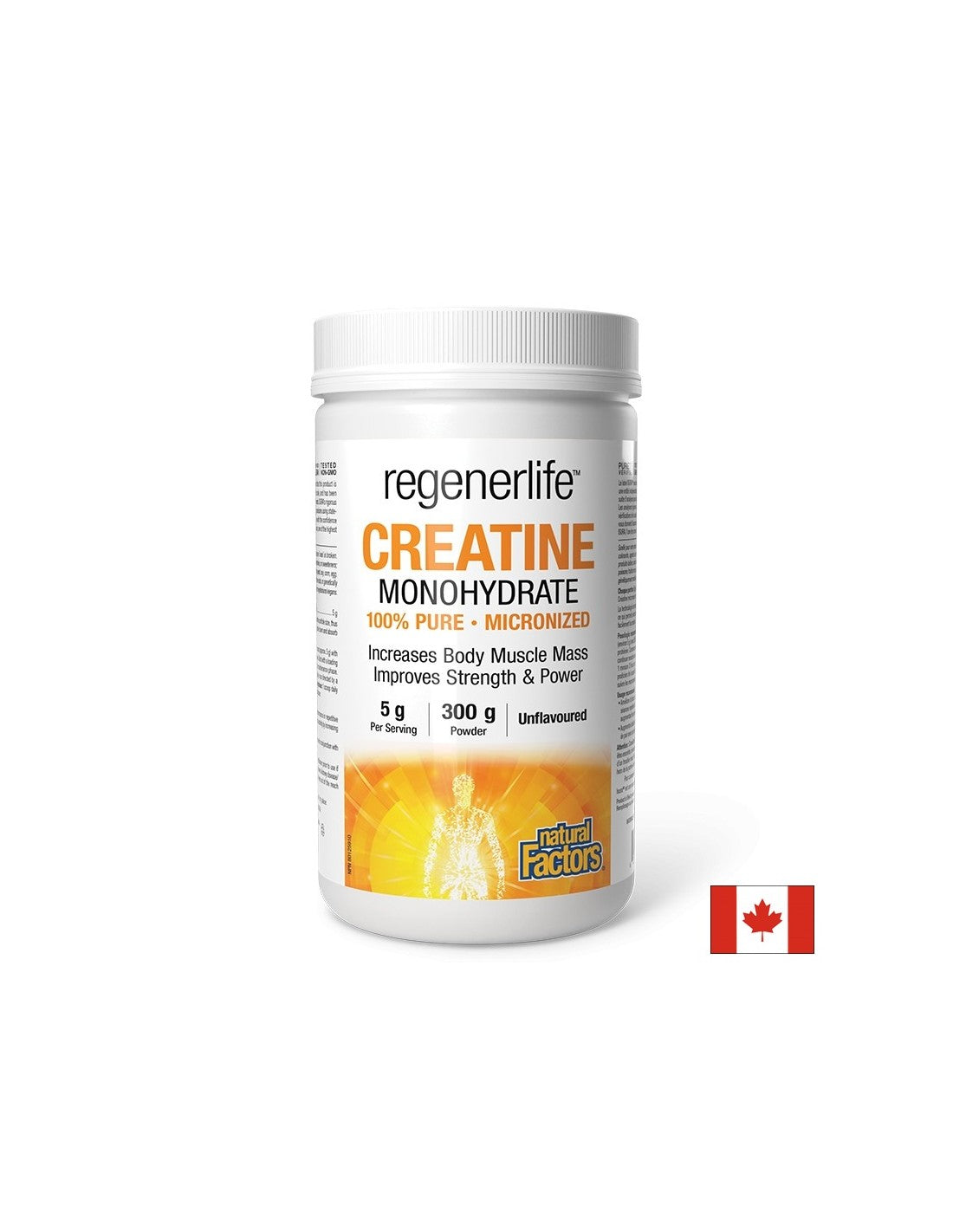 Kreatinmonohydrat (mikronisiert) RegenerLife ™ - Stärke, Ausdauer und Muskelleistung, 5000 mg x 300 g Pulver