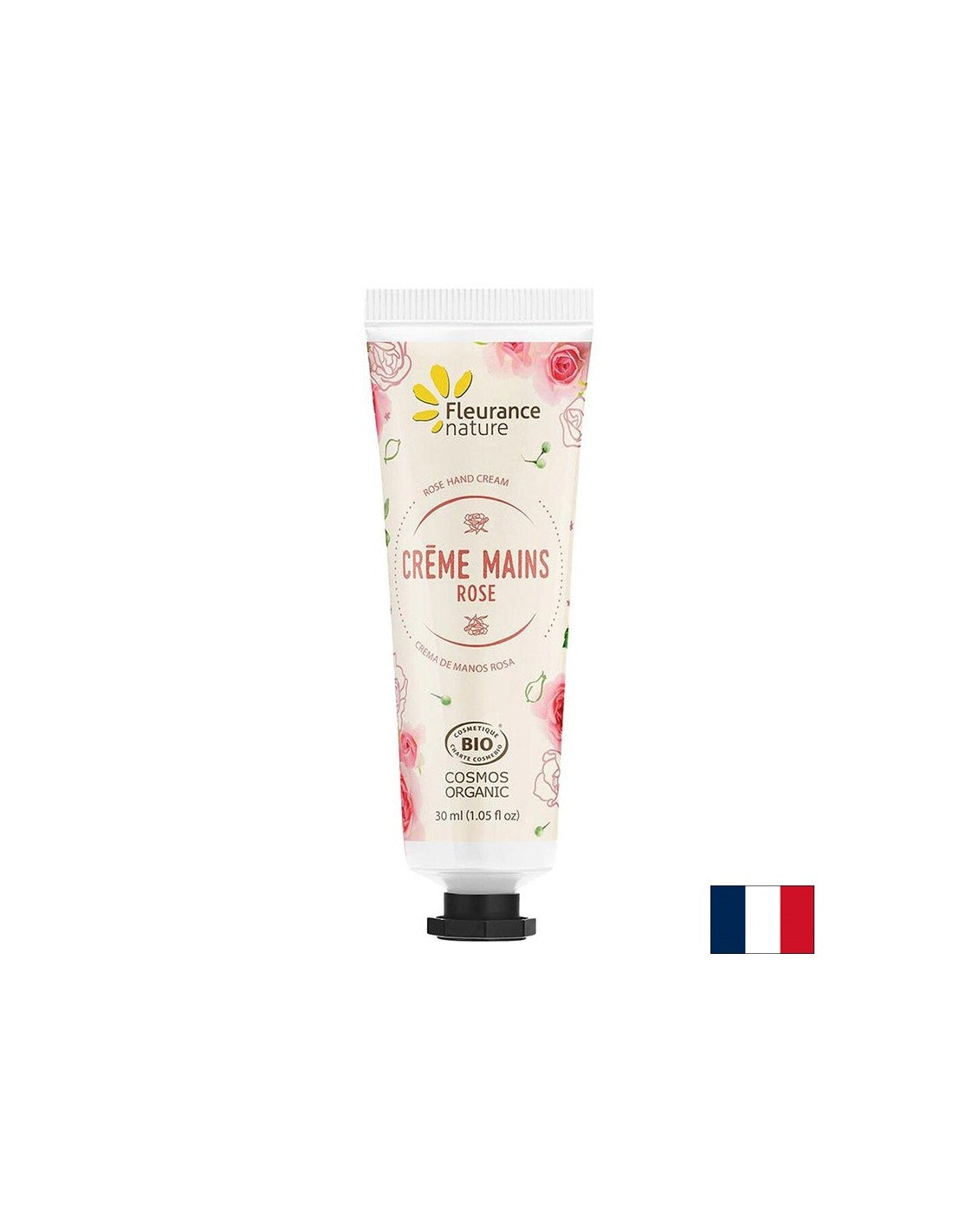 Handcreme mit Damascena Rose Blumenwasser, Sheabutter und Aloe Vera, 30 ml Flouring Nature