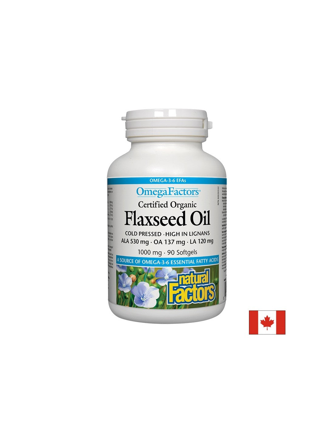 Leinsamenöl - Leinsamenöl 1000 mg, 90 Softgel-Kapseln <tc>Natural Factors</tc>