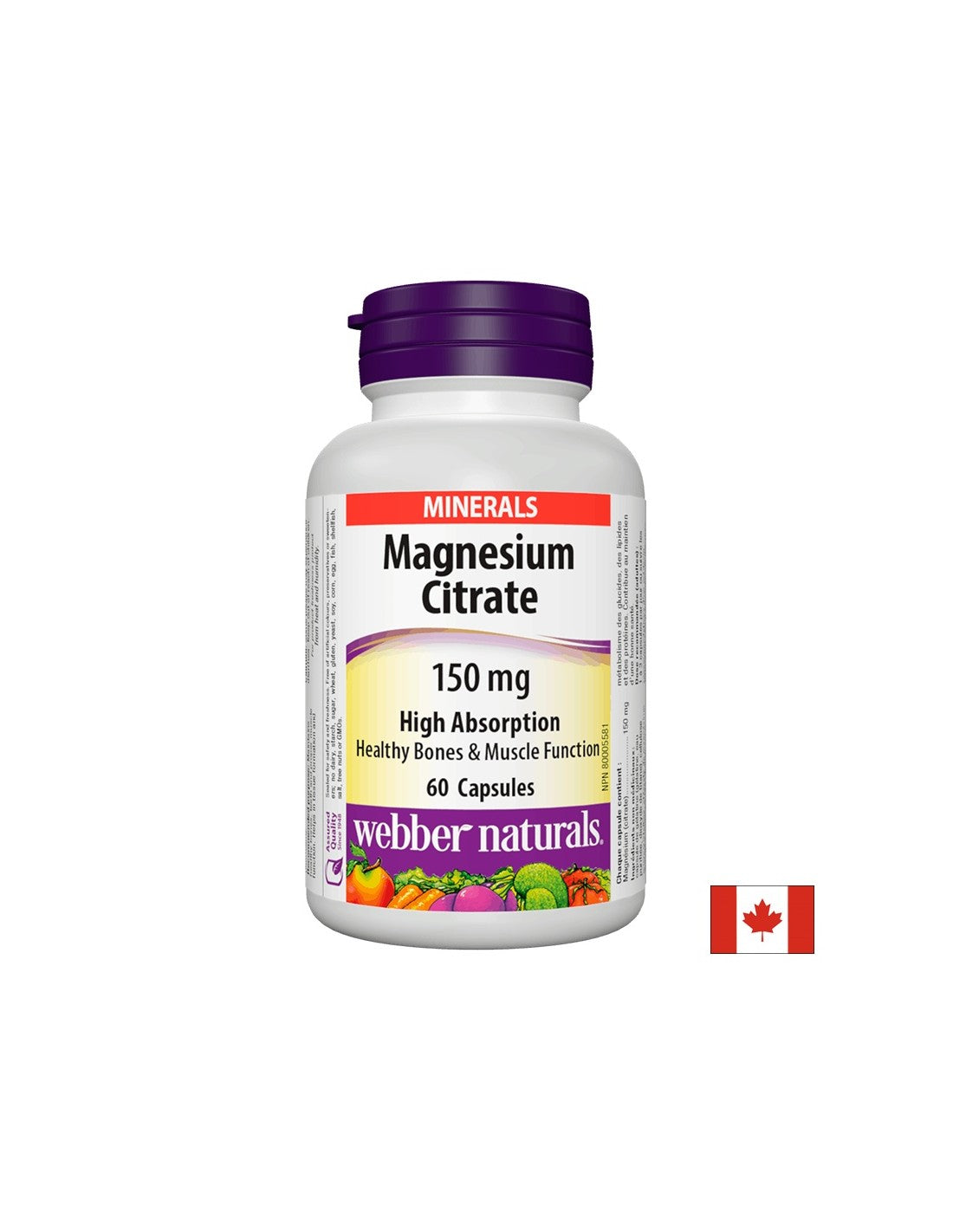 Magnesiumcitrat / Mit hoher Absorption / 150 mg, 60 Kapseln <tc>Webber Naturals</tc>