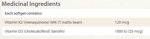 Vitamin K 120 MCG & Vitamin D 1000 IU - 60 Gelkapseln