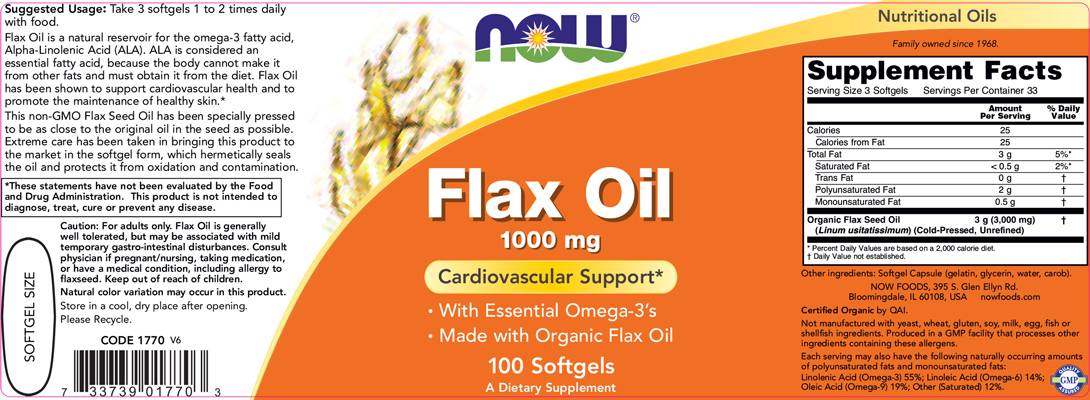 Flachsöl Organic 1000 mg - 100 Gelkapseln