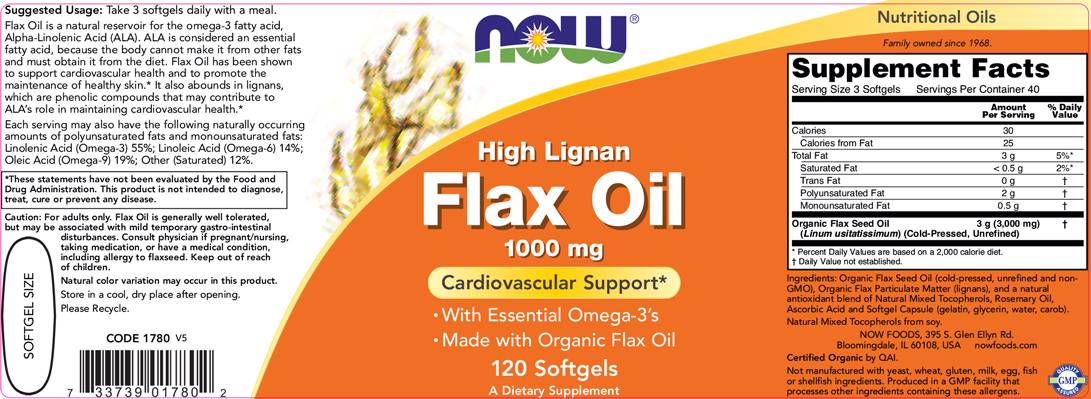 Flachsöl (hoher Lignan) 1000 mg - 120 Gelkapseln