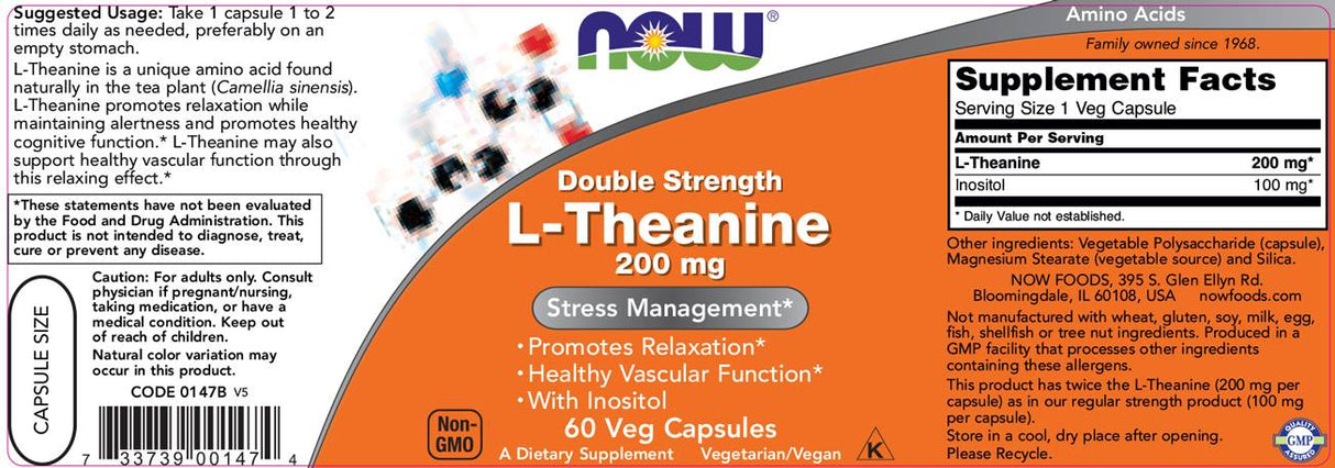 L -theanin 200 mg / doppelte Stärke - 120 Kapseln