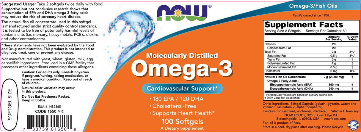 Omega 3 1000 mg / molekular destilliert - 100 Gelkapseln