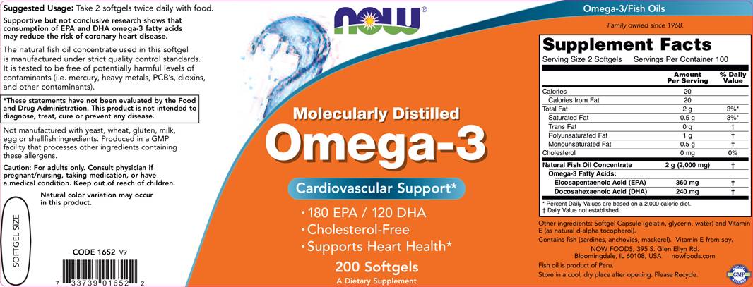 Omega 3 1000 mg / molekular destilliert - 200 Gelkapseln