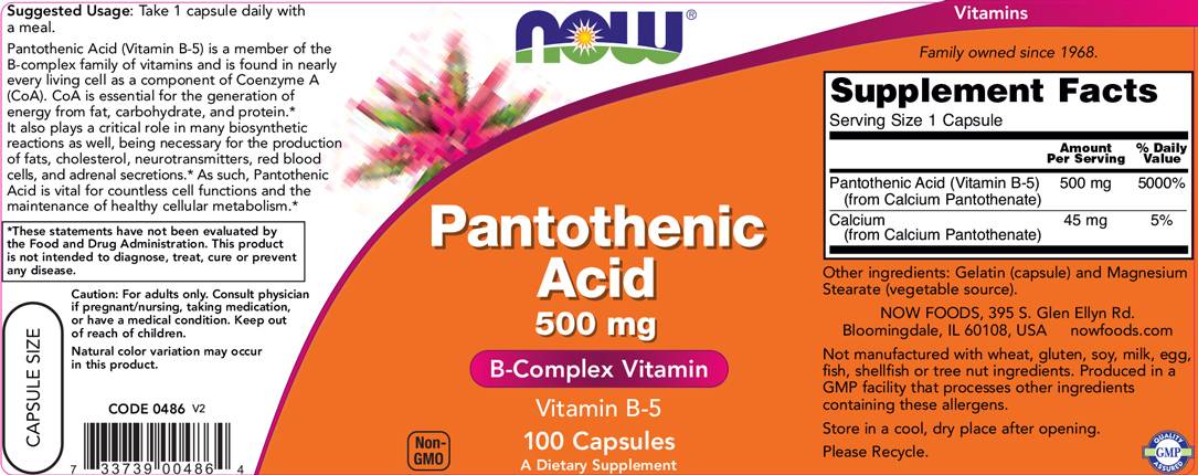Vitamin B -5 / Pantothensäure 500 mg - 100 Kapseln