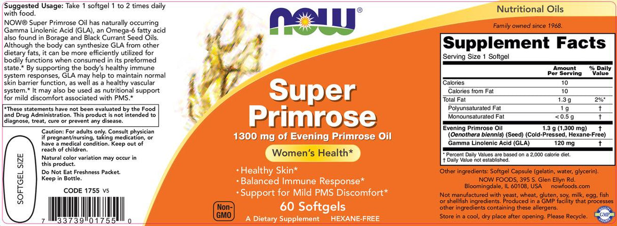Super Primroseöl 1300 mg - 60 Gelkapseln