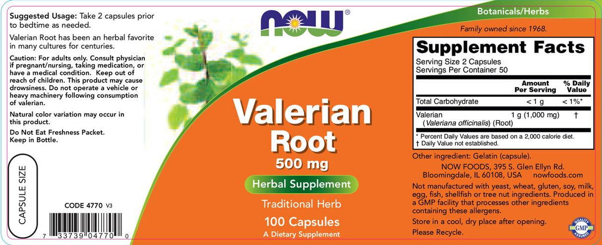 Valerian Wurzel 500 mg - 100 Kapseln